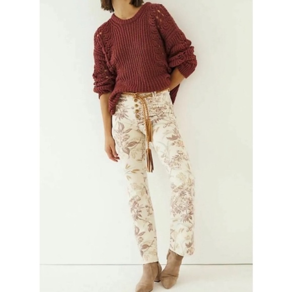 Anthropologie Pilcro Floral High Rise Trouser Bootcut Jeans 27 - Picture 1 of 13